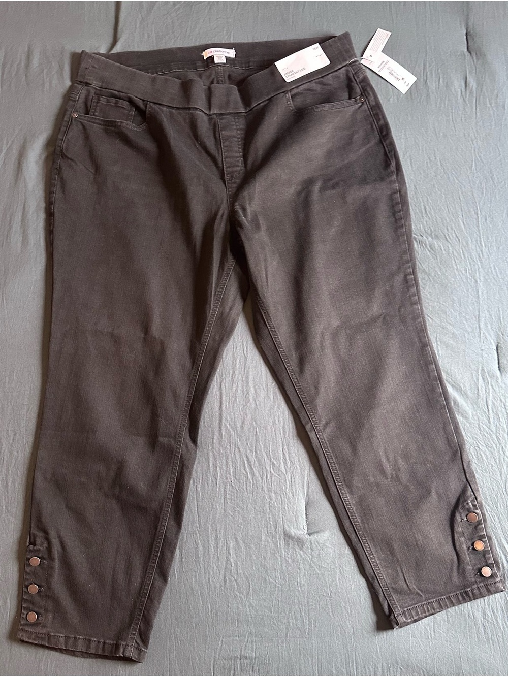 Liz Claiborne Women's Black Button-Ankle Jeans NWT Size 16W